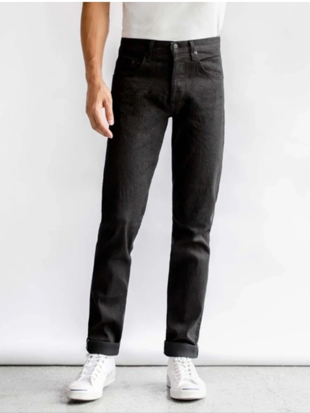 Imogene And Willie Jeans Barton Slim Gray Washed Selvedge Black Straight Sz 29